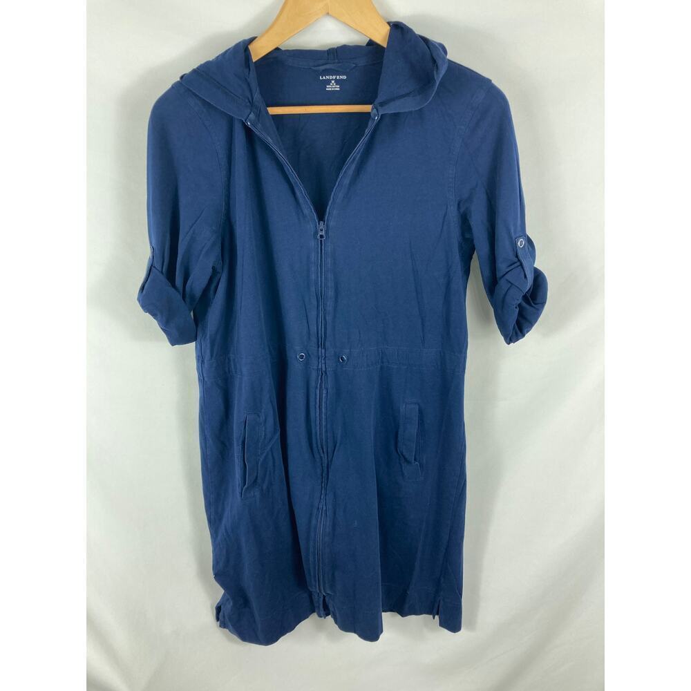 Lands End V Neck Hooded Dress Size Medium
